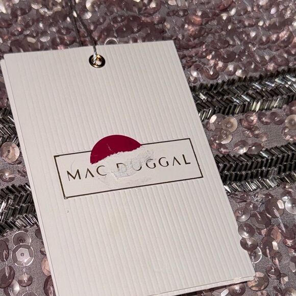 🆕 NWT MAC DUGGAL lilac SEQUINED V NECK BISHOP long SLEEVE mini DRESS 93593 sz 4 - Picture 8 of 11